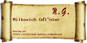 Milkovich Günter névjegykártya